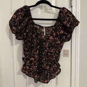 NEW FREE PEOPLE oh baby top in black Medium
